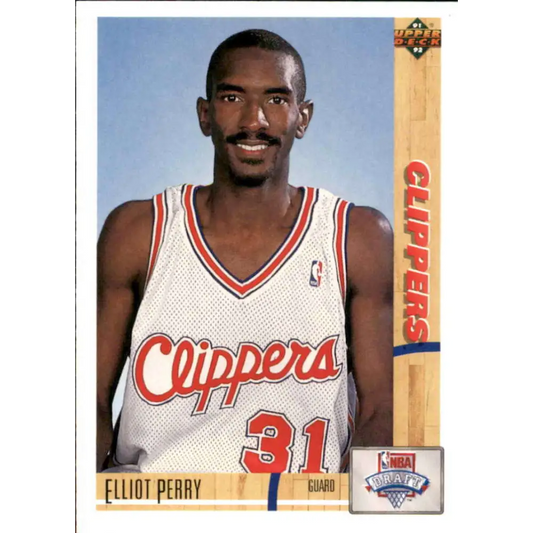 1991-92 Upper Deck #18 Elliot Perry NM-MT RC Rookie Los Angeles Clippers Basketball Card Image 1