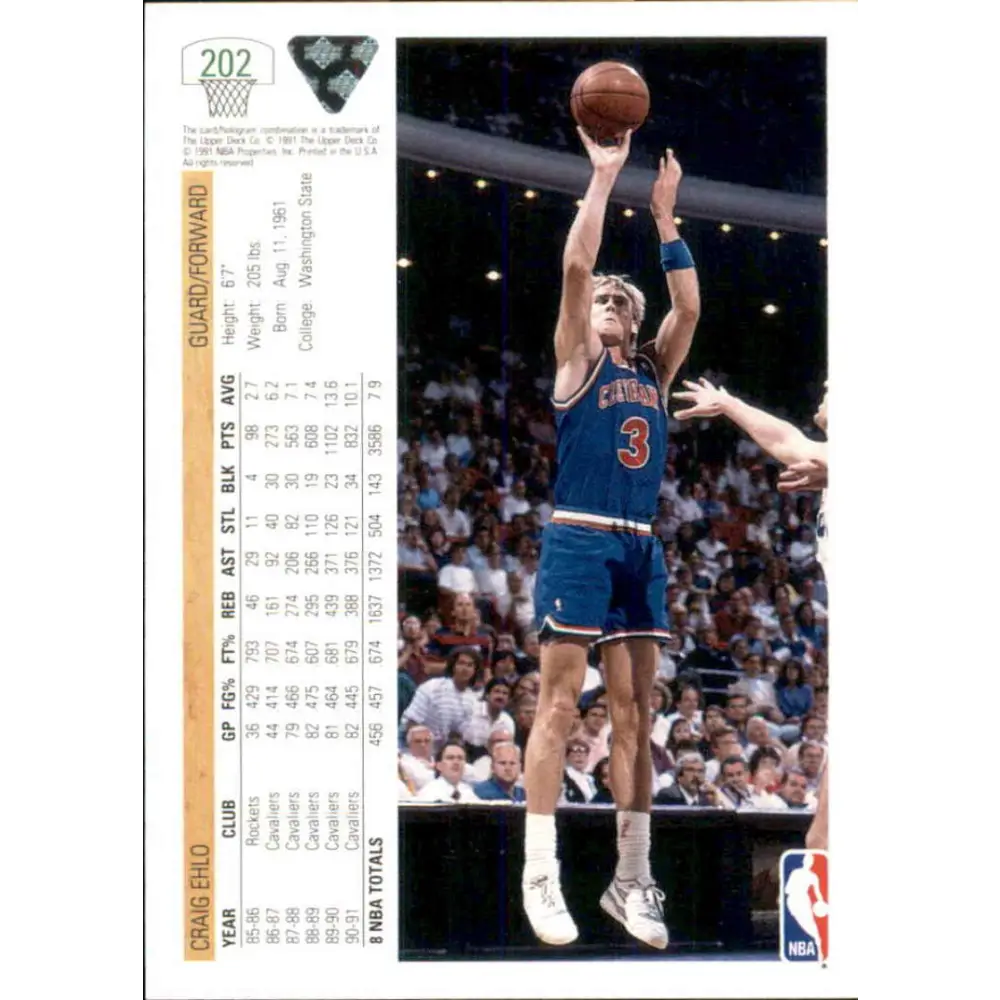 1991-92 Upper Deck #202 Craig Ehlo NM-MT Cleveland Cavaliers Basketball Card Image 2