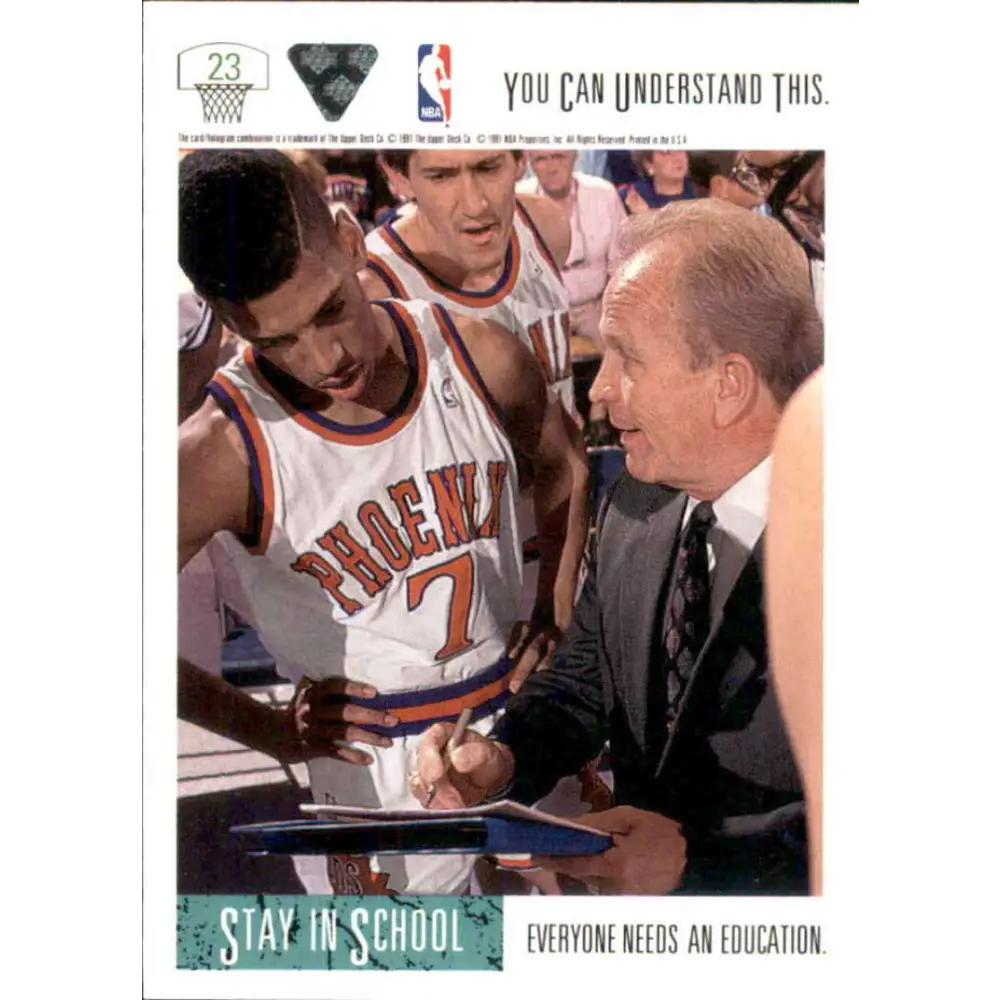 1991-92 Upper Deck #23 Stay in School Kevin Johnson NM-MT Phoenix Suns Basketball Card Image 2