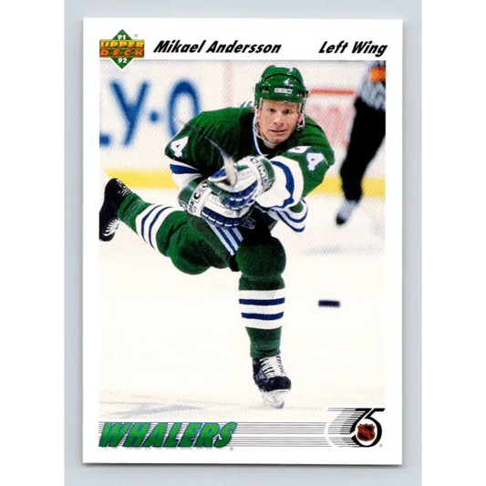 1991-92 Upper Deck #238 Mikael Andersson NM-MT Hartford Whalers Hockey Card Image 1