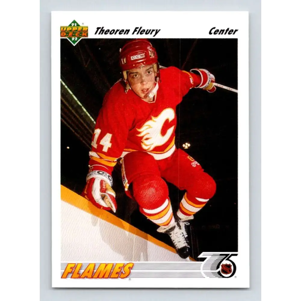 1991-92 Upper Deck #245 Theo Fleury NM-MT Calgary Flames Hockey Card Image 1
