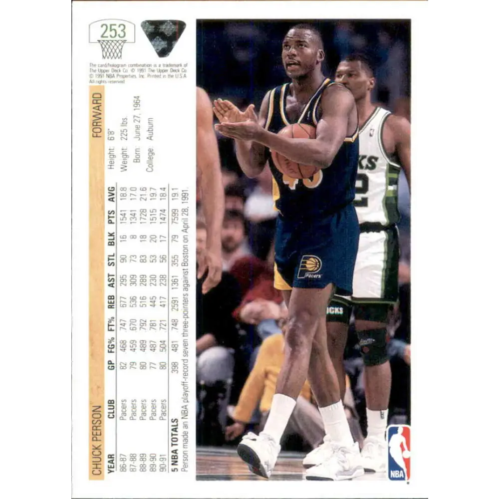 1991-92 Upper Deck #253 Chuck Person NM-MT Indiana Pacers Basketball Card Image 2