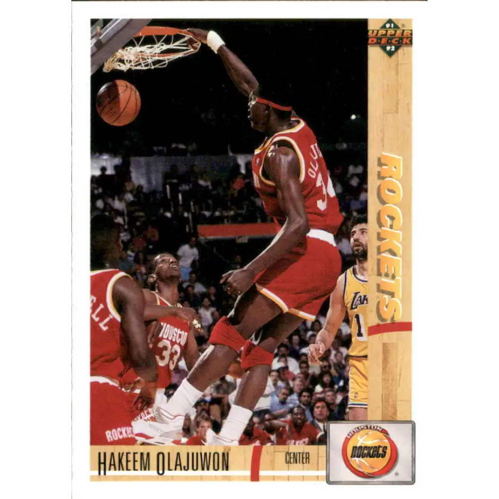 1991-92 Upper Deck #254 Hakeem Olajuwon NM-MT Houston Rockets Basketball Card Image 1
