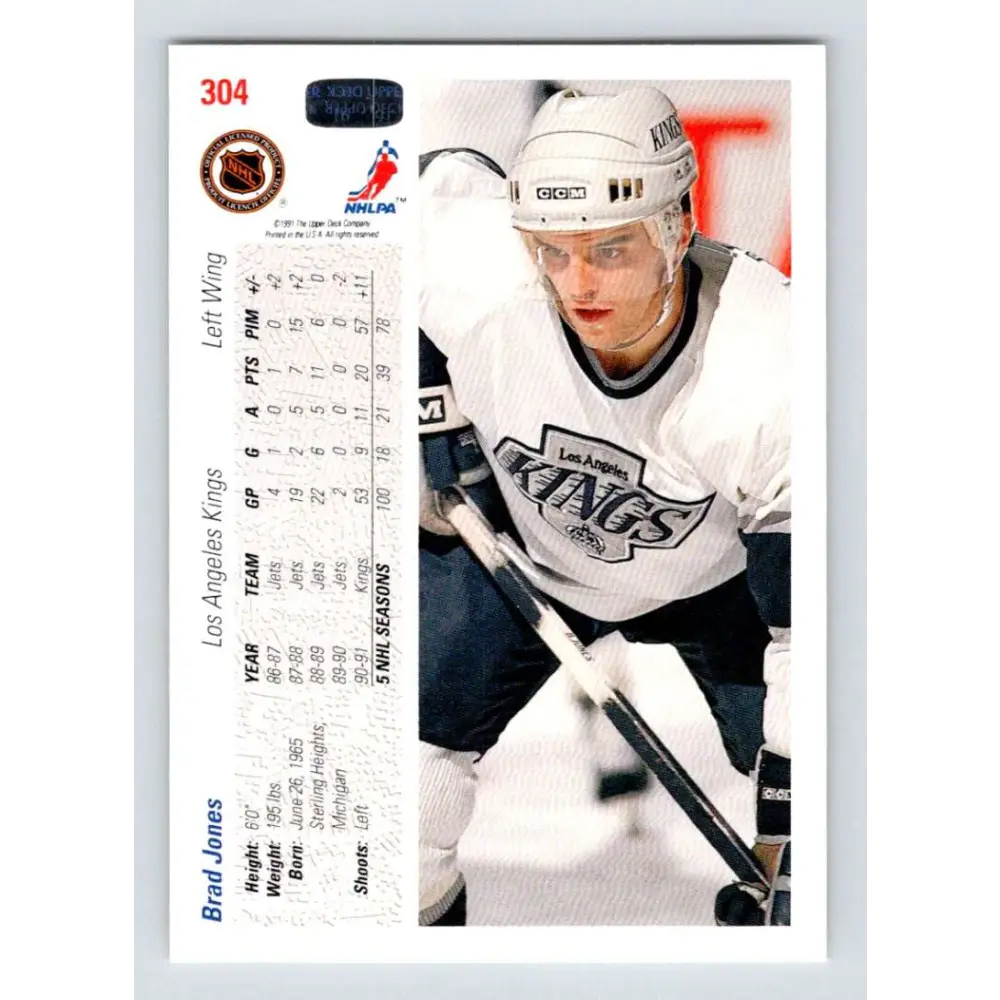 1991-92 Upper Deck #304 Brad Jones NM-MT Hockey Card Image 2