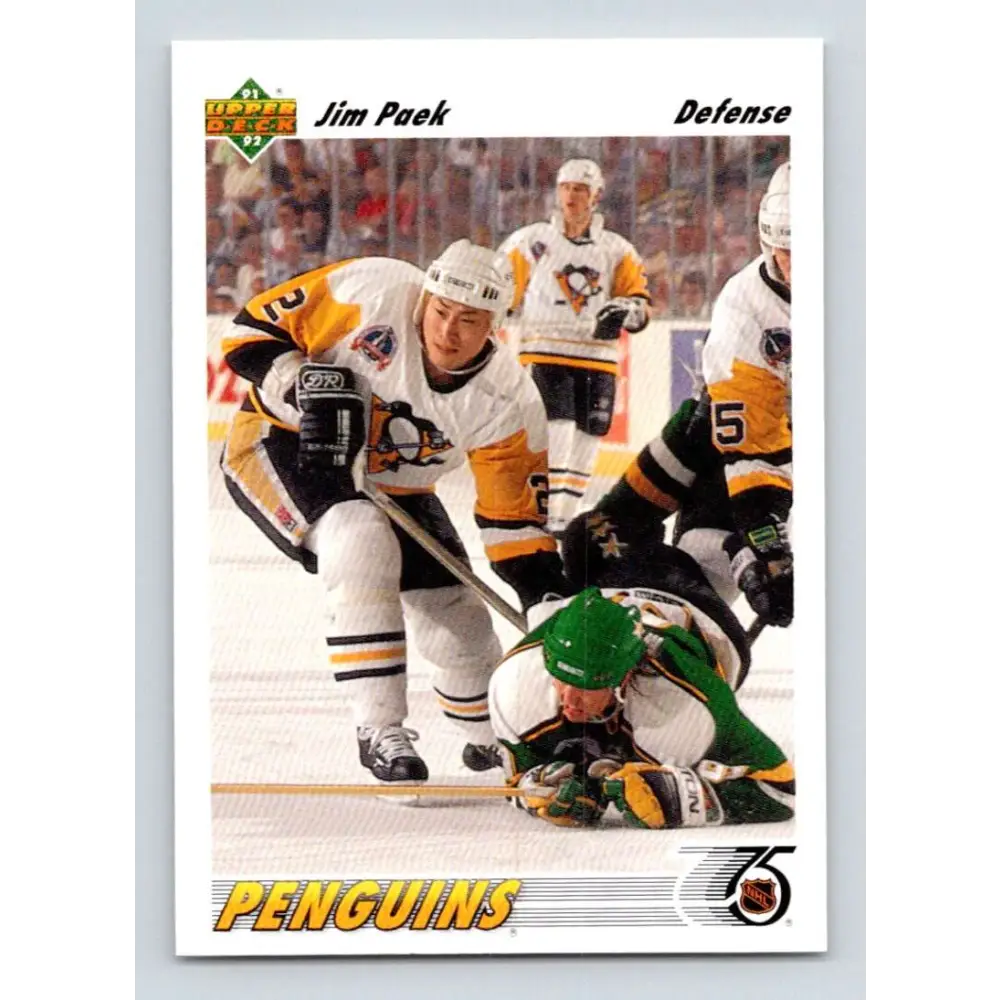 1991-92 Upper Deck #308 Jim Paek NM-MT RC Rookie Pittsburgh Penguins Hockey Card Image 1