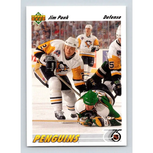 1991-92 Upper Deck #308 Jim Paek NM-MT RC Rookie Pittsburgh Penguins Hockey Card Image 1