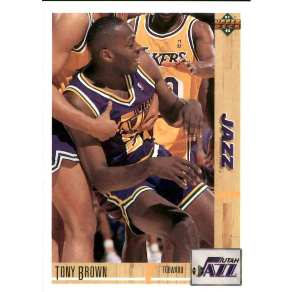 1991-92 Upper Deck #308 Tony Brown NM-MT Utah Jazz Basketball Card Image 1