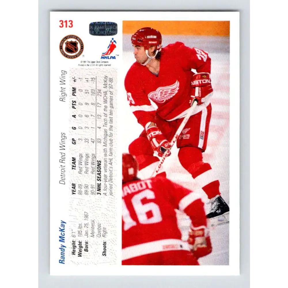 1991-92 Upper Deck #313 Randy McKay NM-MT New Jersey Devils Hockey Card Image 2