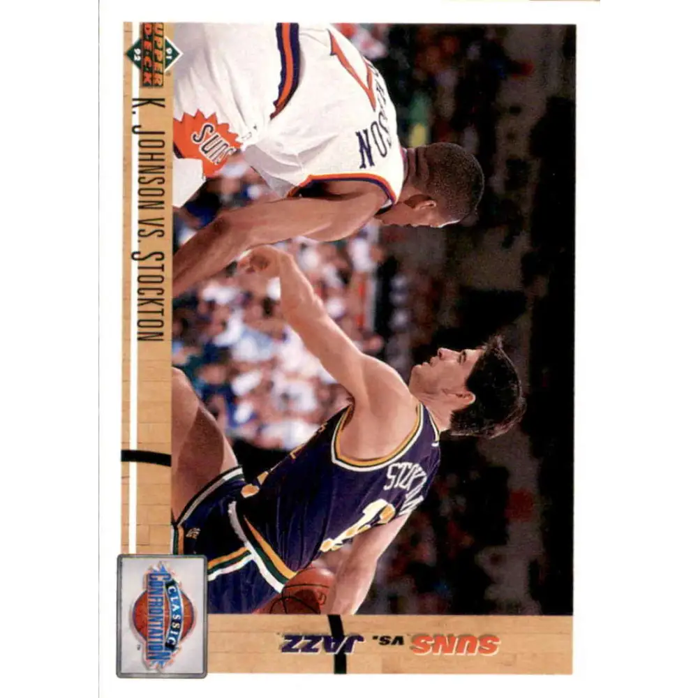 1991-92 Upper Deck #32 Kevin Johnson/John Stockton CC NM-MT Phoenix Suns/Utah Jazz Basketball Card Image 1