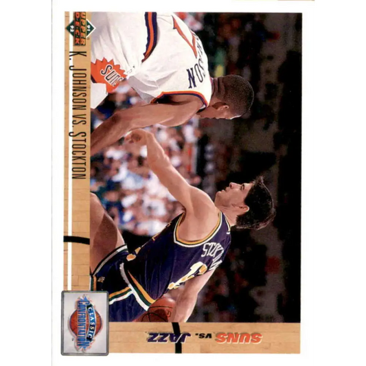 1991-92 Upper Deck #32 Kevin Johnson/John Stockton CC NM-MT Phoenix Suns/Utah Jazz Basketball Card Image 1