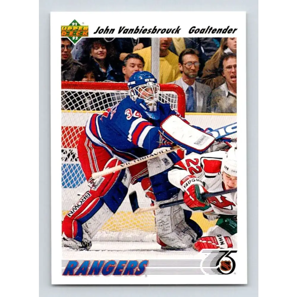 1991-92 Upper Deck #324 John Vanbiesbrouck NM-MT New York Rangers Hockey Card Image 1