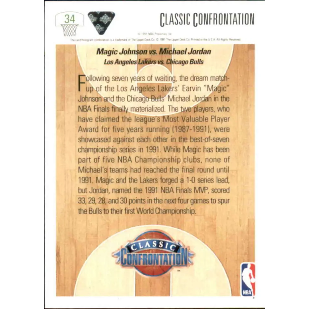 1991-92 Upper Deck #34 Magic Johnson/Michael Jordan CC NM-MT Los Angeles Lakers/Chicago Bulls Basketball Card Image 2