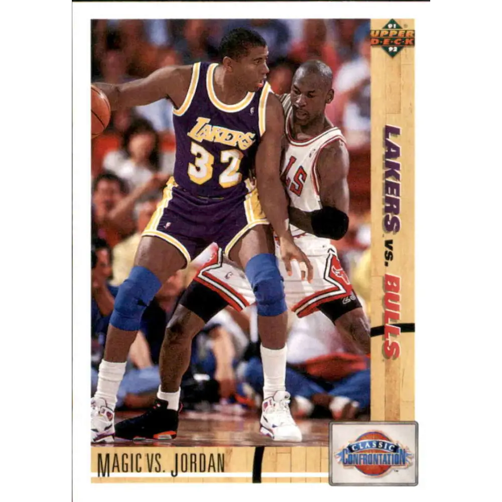 1991-92 Upper Deck #34 Magic Johnson/Michael Jordan CC NM-MT Los Angeles Lakers/Chicago Bulls Basketball Card Image 1
