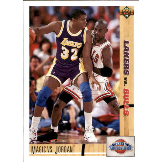 1991-92 Upper Deck #34 Magic Johnson/Michael Jordan CC NM-MT Los Angeles Lakers/Chicago Bulls Basketball Card Image 1