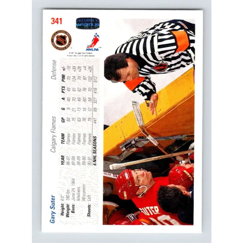 1991-92 Upper Deck #341 Gary Suter NM-MT Calgary Flames Hockey Card Image 2