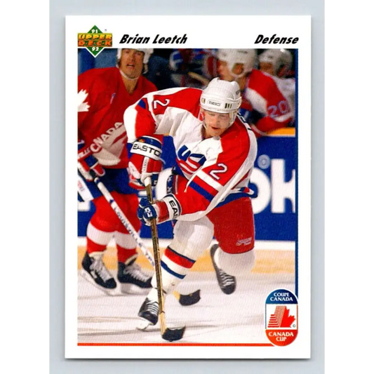 1991-92 Upper Deck #35 Brian Leetch NM-MT New York Rangers Hockey Card Image 1