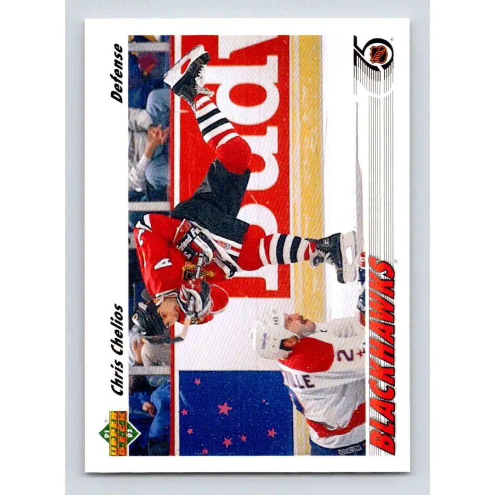 1991-92 Upper Deck #354 Chris Chelios NM-MT Chicago Blackhawks Hockey Card Image 1
