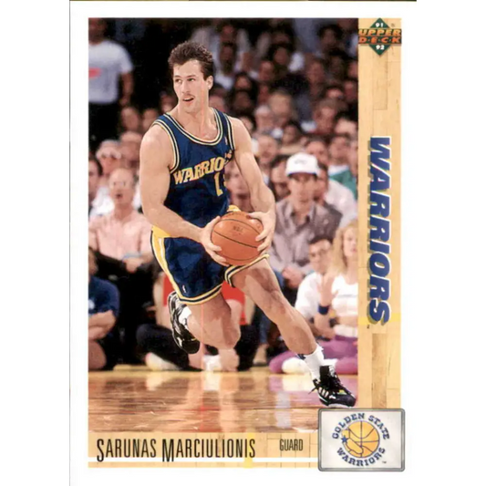1991-92 Upper Deck #354 Sarunas Marciulionis NM-MT Golden State Warriors Basketball Card Image 1
