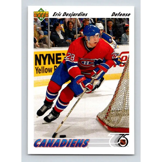 1991-92 Upper Deck #360 Eric Desjardins NM-MT Montreal Canadiens Hockey Card Image 1