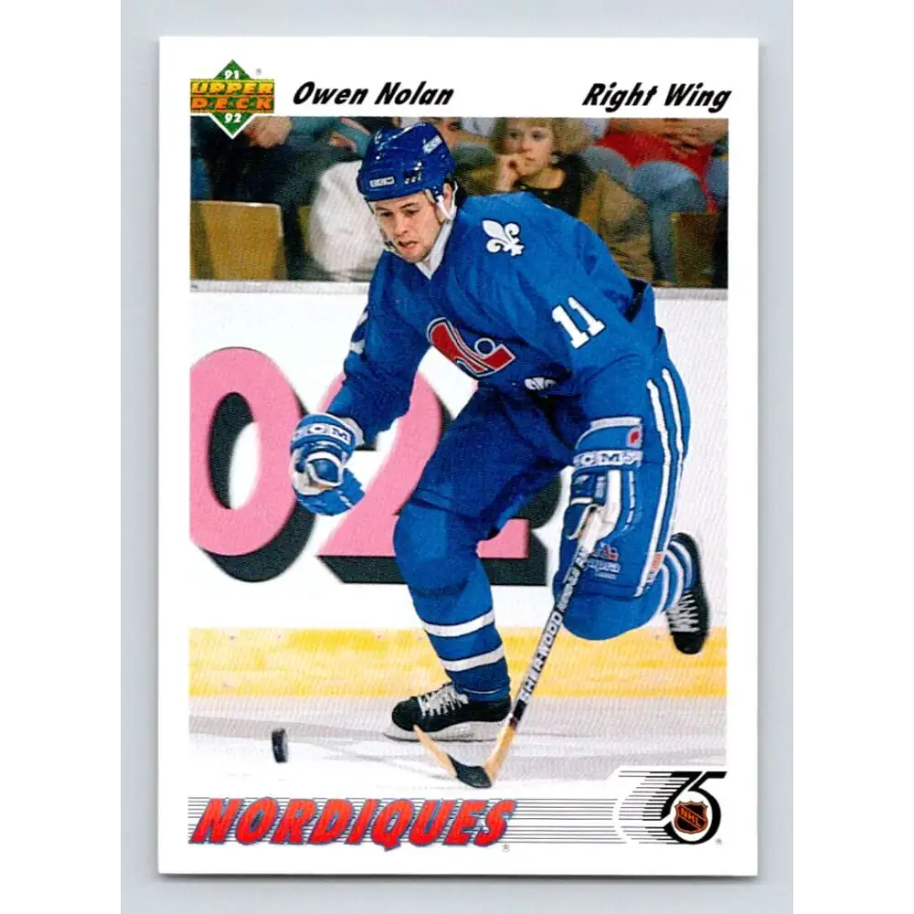 1991-92 Upper Deck #367 Owen Nolan NM-MT Quebec Nordiques Hockey Card Image 1