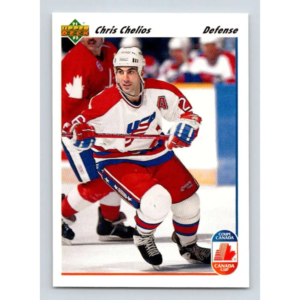 1991-92 Upper Deck #37 Chris Chelios NM-MT Chicago Blackhawks Hockey Card Image 1
