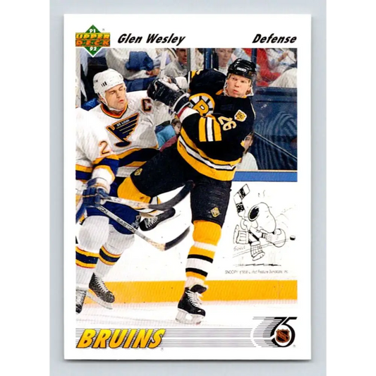 1991-92 Upper Deck #370 Glen Wesley NM-MT Boston Bruins Hockey Card Image 1
