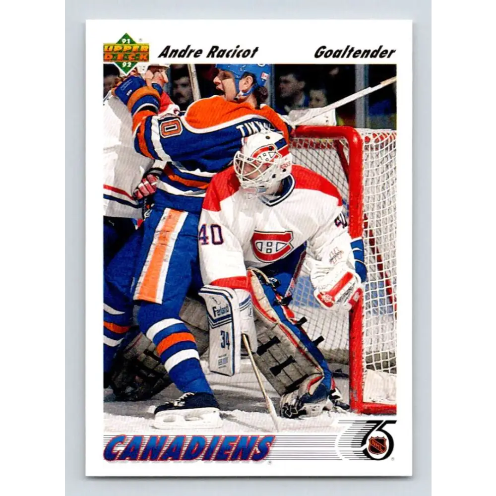 1991-92 Upper Deck #377 Andre Racicot NM-MT RC Rookie Montreal Canadiens Hockey Card Image 1