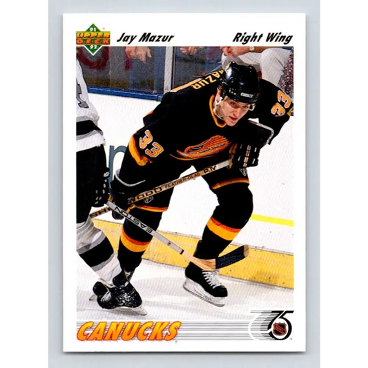 1991-92 Upper Deck #378 Jay Mazur NM-MT Vancouver Canucks Hockey Card Image 1