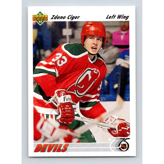 1991-92 Upper Deck #385 Zdeno Ciger NM-MT New Jersey Devils Hockey Card Image 1