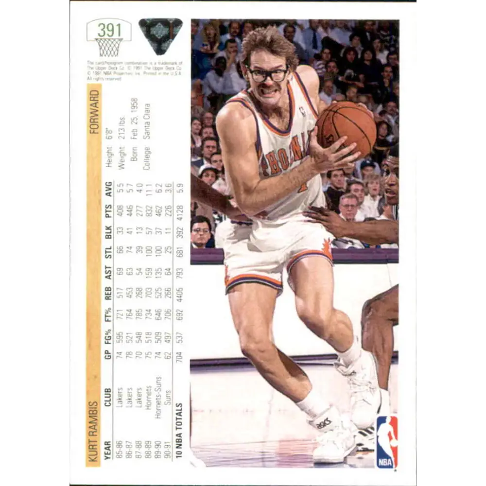 1991-92 Upper Deck #391 Kurt Rambis NM-MT Phoenix Suns Basketball Card Image 2