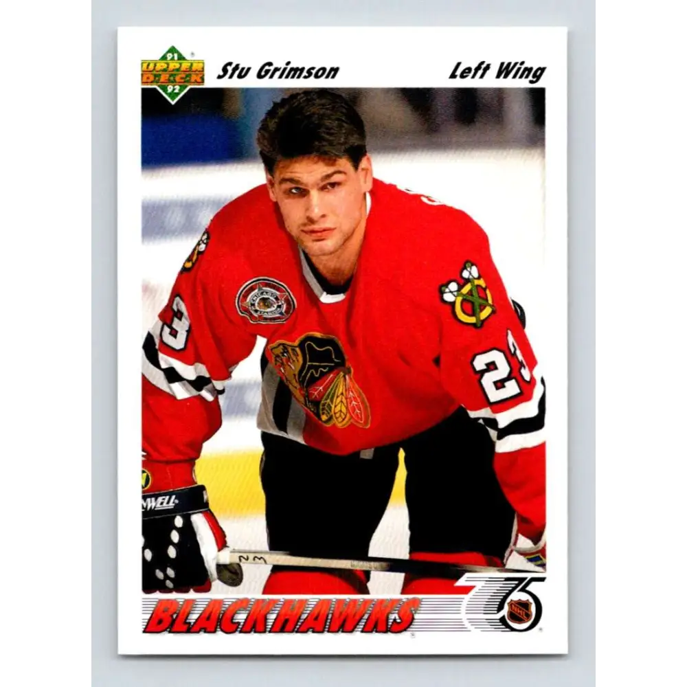1991-92 Upper Deck #416 Stu Grimson NM-MT RC Rookie Hockey Card Image 1