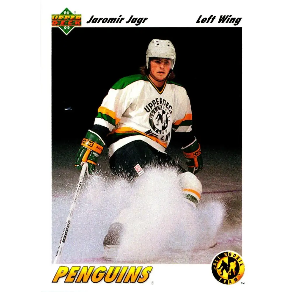 1991-92 Upper Deck #42 Jaromir Jagr ART NM-MT Pittsburgh Penguins Hockey Card Image 1