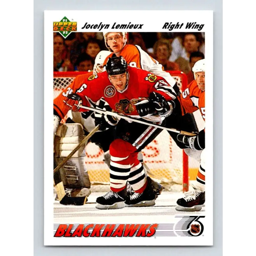 1991-92 Upper Deck #438 Jocelyn Lemieux NM-MT Chicago Blackhawks Hockey Card Image 1