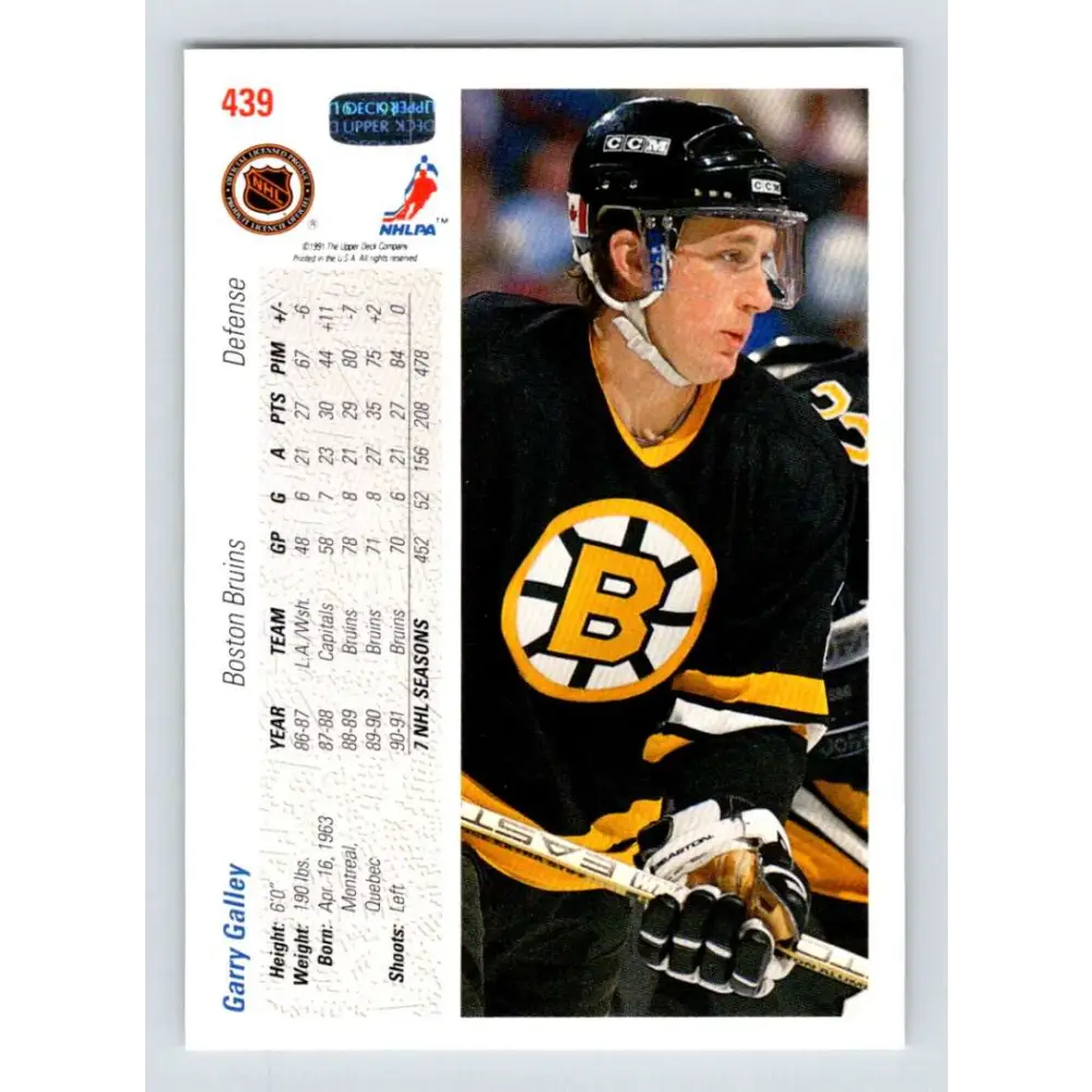 1991-92 Upper Deck #439 Garry Galley NM-MT Hockey Card Image 2