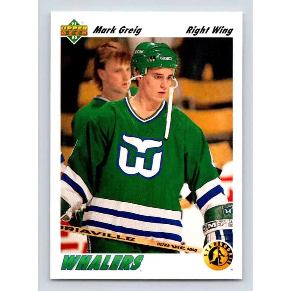 1991-92 Upper Deck #456 Mark Greig SR NM-MT RC Rookie Hartford Whalers Hockey Card Image 1