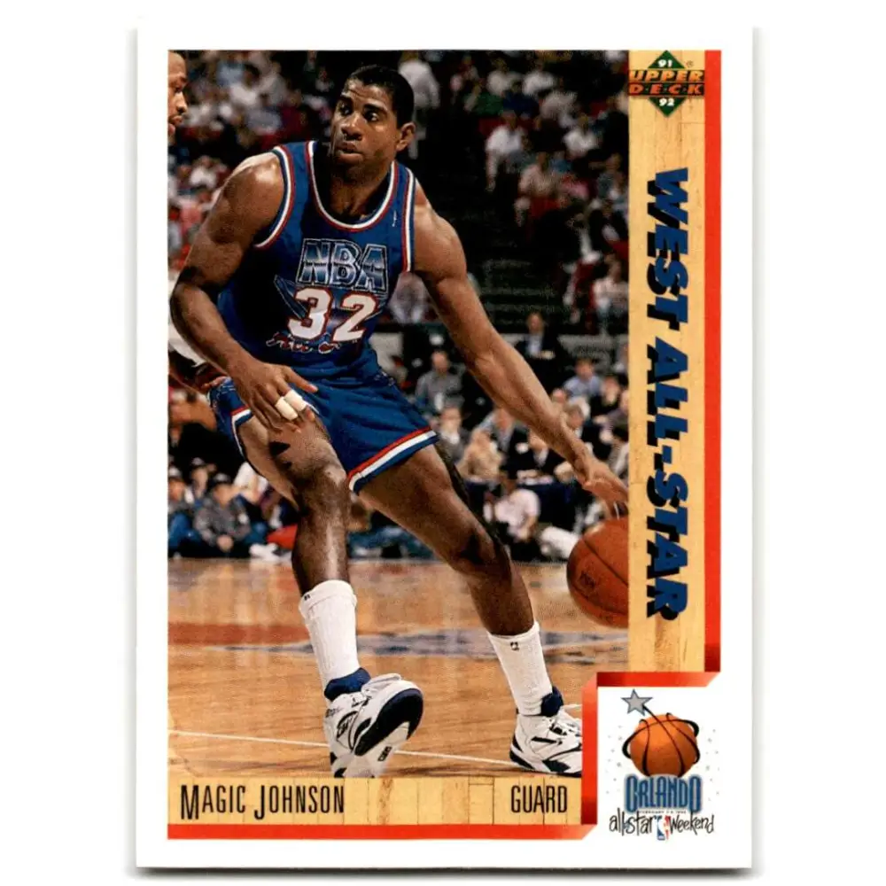 1991-92 Upper Deck #464 Magic Johnson AS NM-MT Los Angeles Lakers Basketball Card Image 1