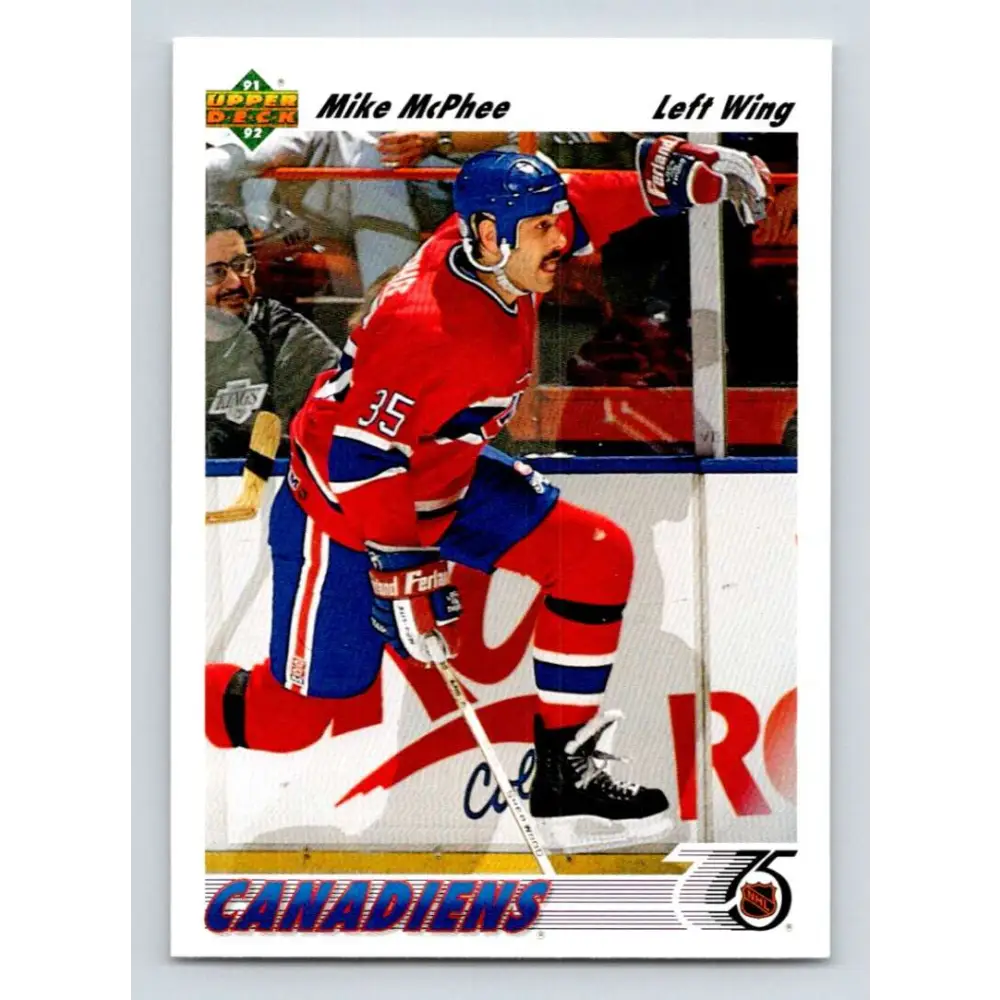 1991-92 Upper Deck #487 Mike McPhee NM-MT Montreal Canadiens Hockey Card Image 1