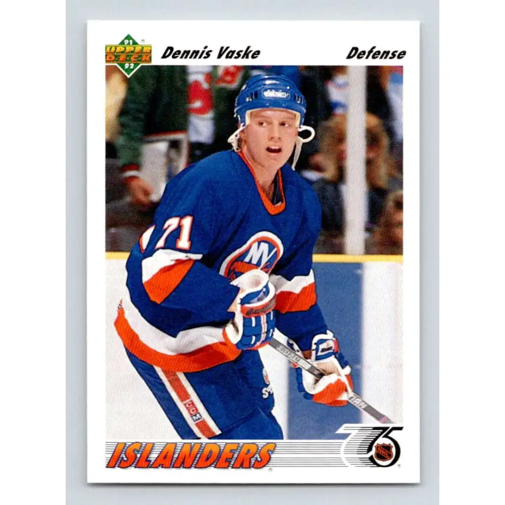 1991-92 Upper Deck #49 Dennis Vaske NM-MT New York Islanders Hockey Card Image 1