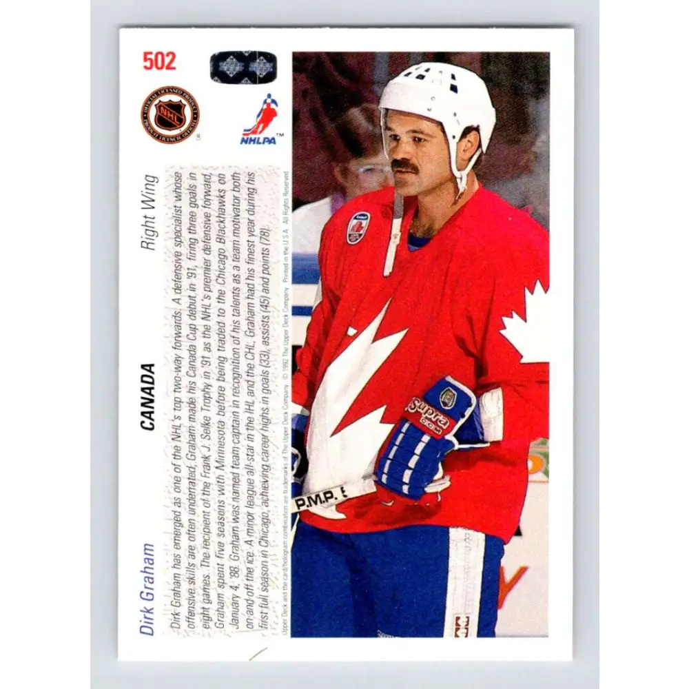1991-92 Upper Deck #502 Dirk Graham NM-MT Chicago Blackhawks Hockey Card  Image 2