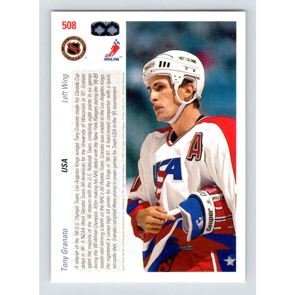 1991-92 Upper Deck #508 Tony Granato NM-MT Los Angeles Kings Hockey Card  Image 2