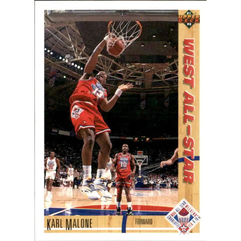 1991-92 Upper Deck #51 Karl Malone AS NM-MT Utah Jazz Basketball Card Image 1