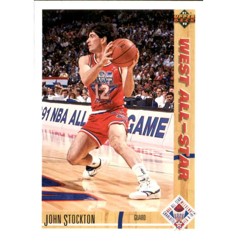 1991-92 Upper Deck #52 John Stockton AS NM-MT Utah Jazz Basketball Card Image 1