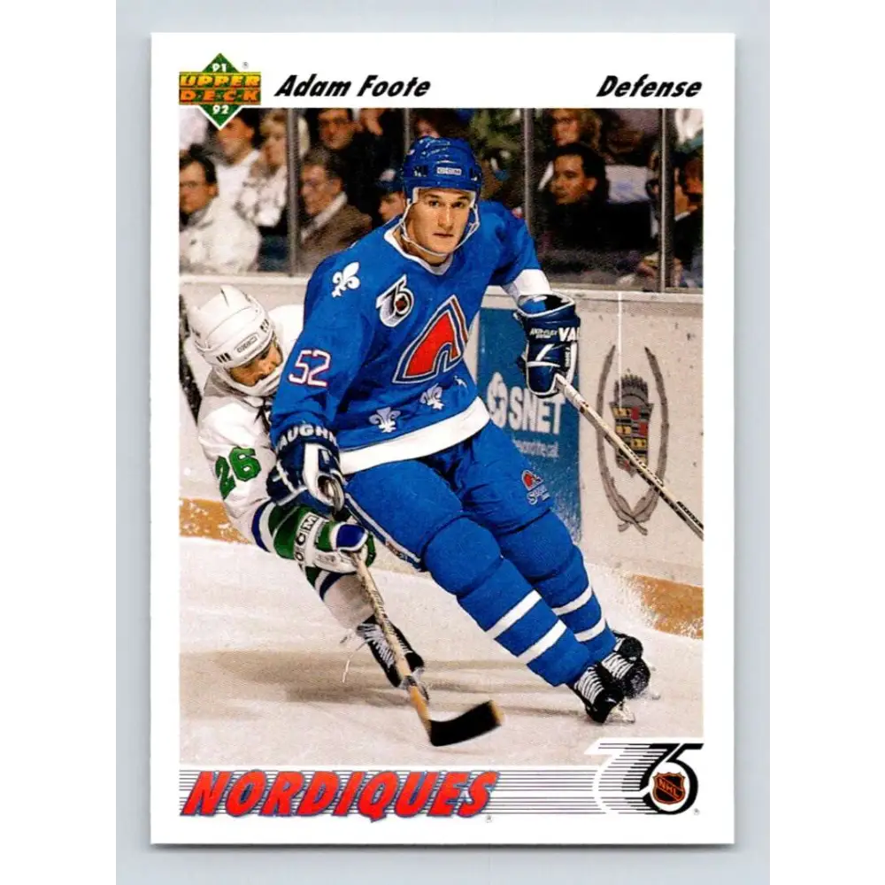 1991-92 Upper Deck #529 Adam Foote NM-MT RC Rookie Quebec Nordiques Hockey Card  Image 1