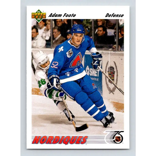 1991-92 Upper Deck #529 Adam Foote NM-MT RC Rookie Quebec Nordiques Hockey Card  Image 1