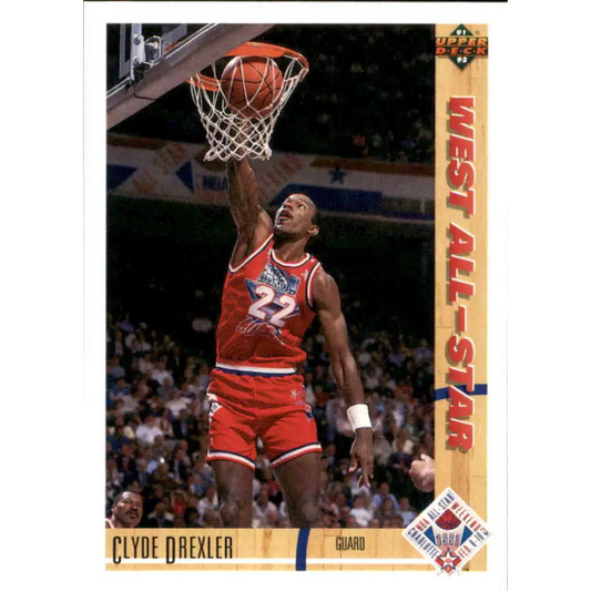 1991-92 Upper Deck #53 Clyde Drexler AS NM-MT Portland Trail Blazers Basketball Card Image 1