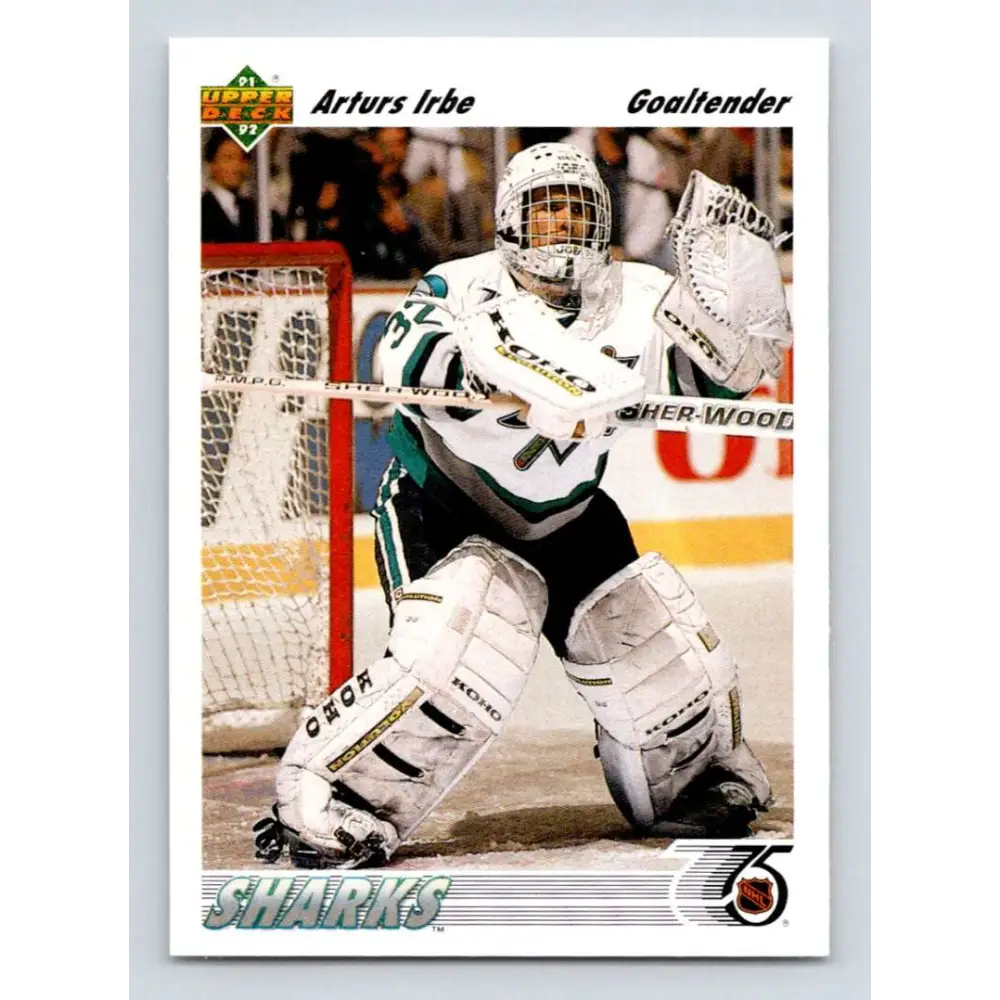 1991-92 Upper Deck #532 Arturs Irbe NM-MT San Jose Sharks Hockey Card Image 1