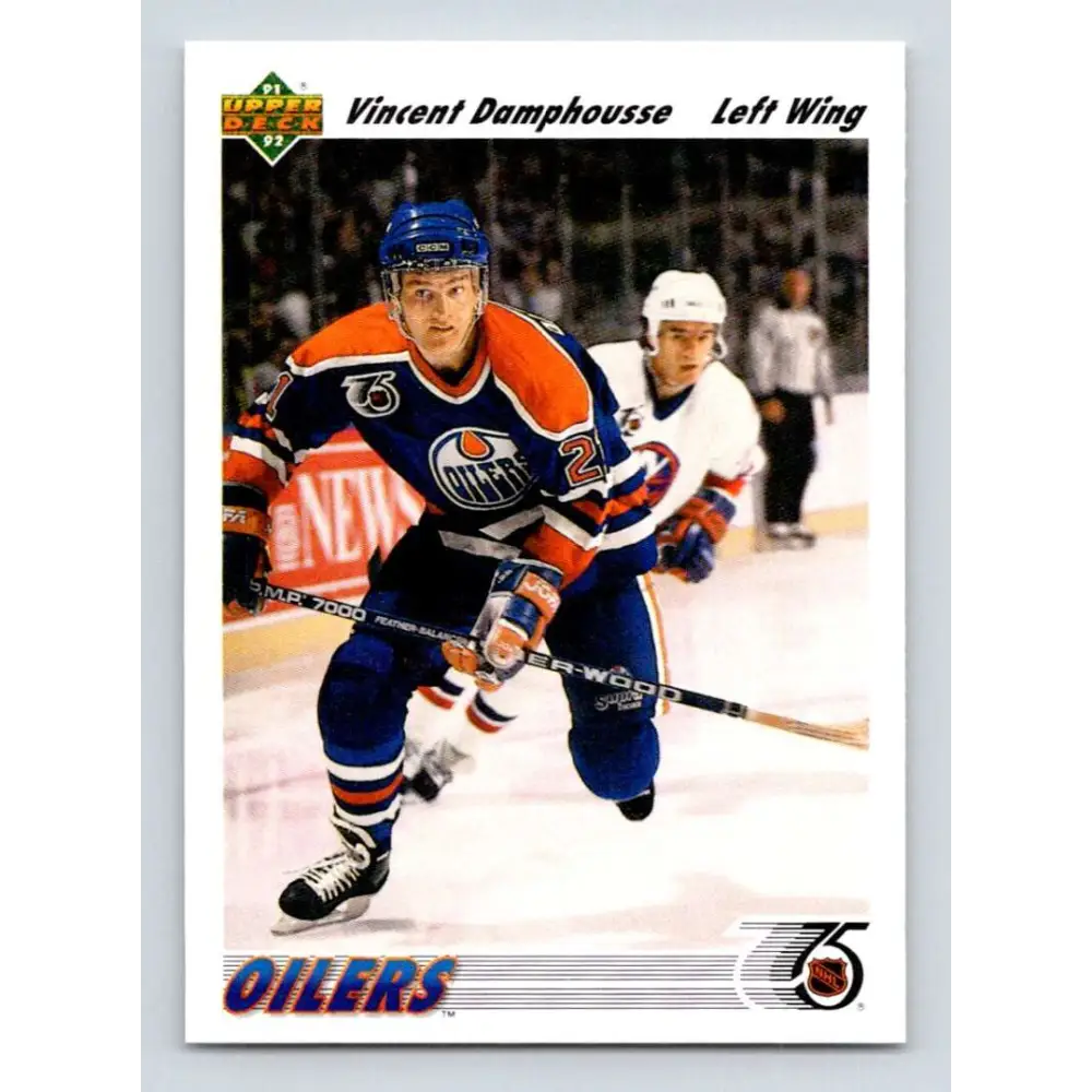 1991-92 Upper Deck #535 Vincent Damphousse NM-MT Edmonton Oilers Hockey Card Image 1