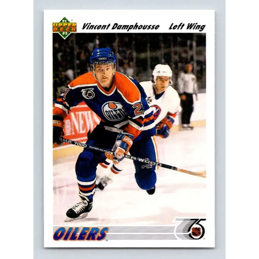 1991-92 Upper Deck #535 Vincent Damphousse NM-MT Edmonton Oilers Hockey Card Image 1