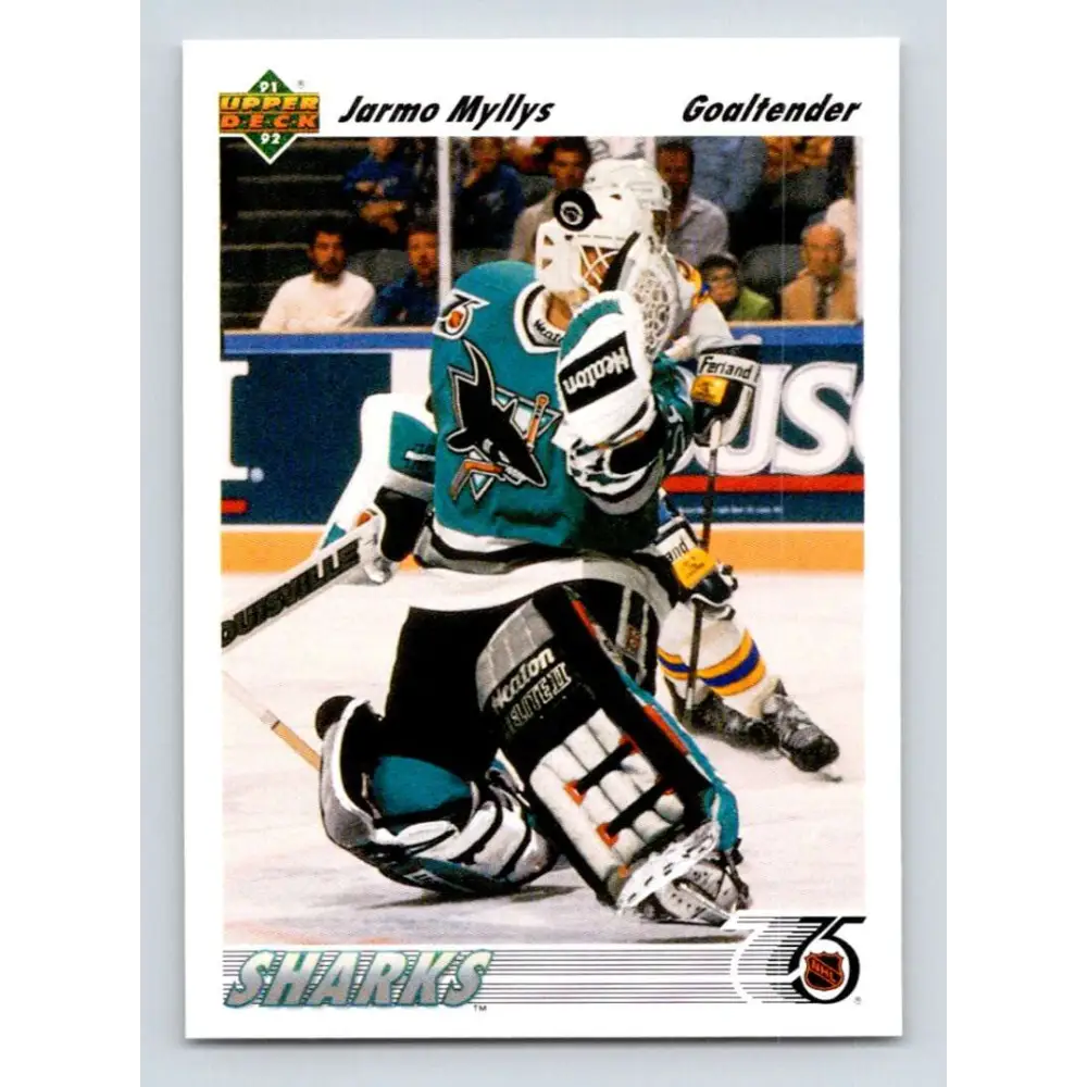 1991-92 Upper Deck #537 Jarmo Myllys NM-MT San Jose Sharks Hockey Card  Image 1