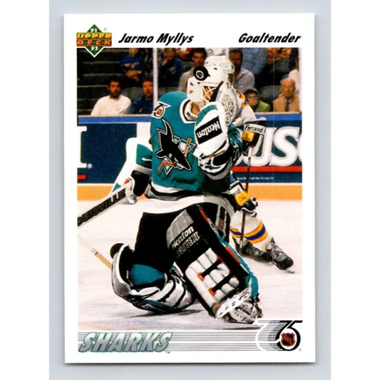 1991-92 Upper Deck #537 Jarmo Myllys NM-MT San Jose Sharks Hockey Card  Image 1